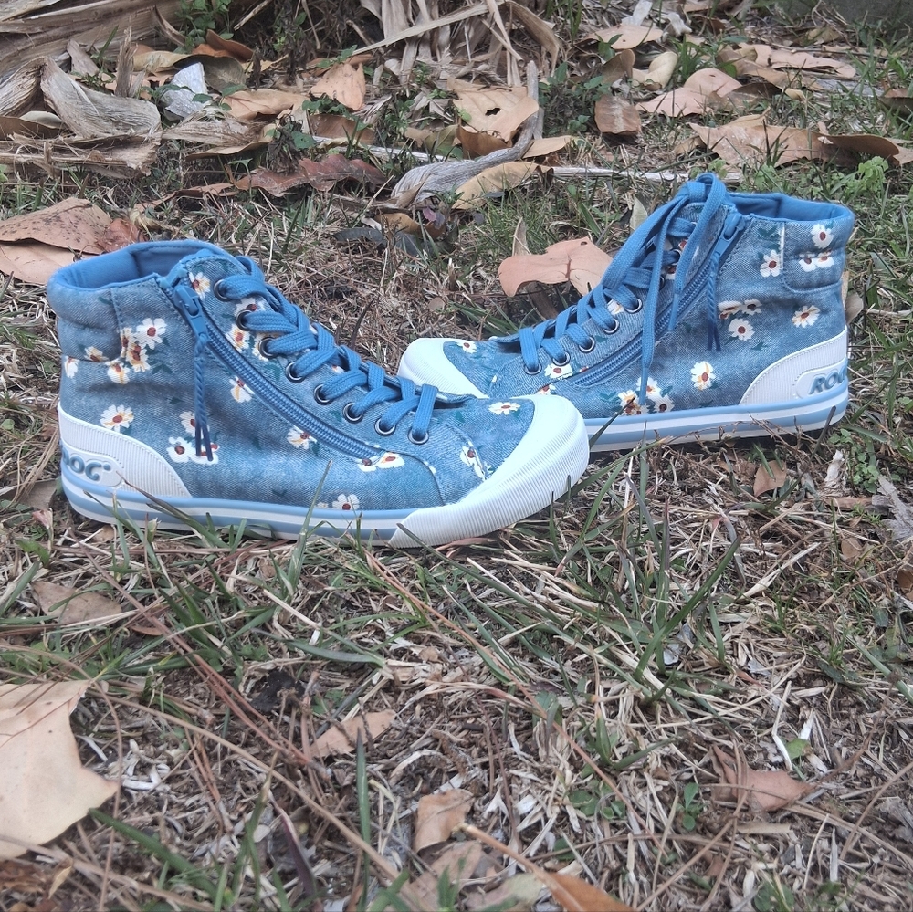 Rocket Dog Blue Floral High-Top Sneakers